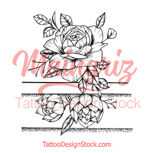 Sexy peony linework forearm tattoo design high resolution download
