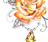 Sexy precious stone with realistic rose tattoo design high resolution resolution