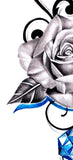 Sexy precious stone with rose realistic tattoo design high resolution download