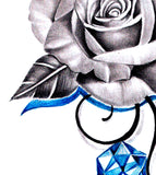 Sexy precious stone with rose realistic tattoo design high resolution download