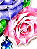 Sexy realistic rose with precious stone tattoo design high resolution download