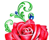 Sexy realistic rose with precious stone tattoo design high resolution download