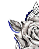 Sexy realistic rose with precious stone tattoo design high resolution download