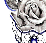 Sexy realistic rose with precious stone tattoo design high resolution download