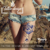 Realistic rose with precious stone tattoo design high resolution download