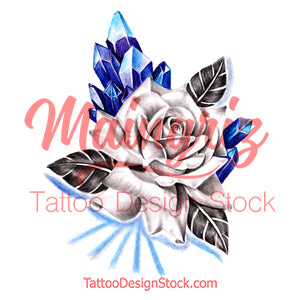 Sexy realistic rose with prism stone tattoo design high resolution download