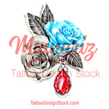 Sexy rose with precious stone tatoo design high resolution download