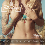 Sexy rose with precious stone tatoo design high resolution download