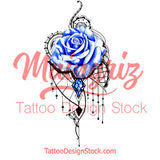 Sexy rose  with precious stone tattoo design high resolution download