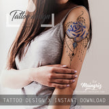 Sexy rose  with precious stone tattoo design high resolution download