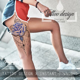 Sexy rose  with precious stone tattoo design high resolution download