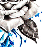 Realistic rose with precious stone tattoo design high resolution download