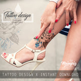 Realistic rose with precious stone tattoo design high resolution download