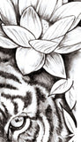 Realistic tiger with lotus tattoo design high resolution download