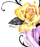 Two realistic roses with precious stone tattoo design high resolution download