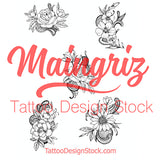 sexy flowers and lace tattoo design high resolution download