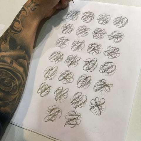 original chicano capitals alphabet tattoo design