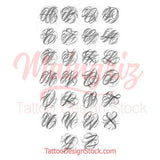 original chicano capitals alphabet tattoo design