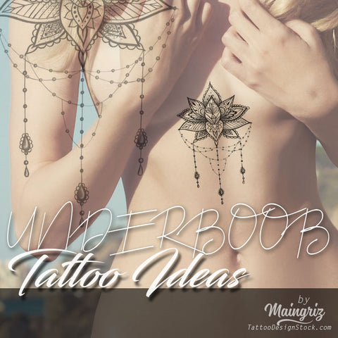amazing lotus underboob tattoo for woman