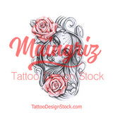 catrina with two roses tattoo design digital download by tattoo artists