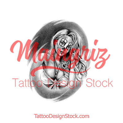 Clown girl chicano tattoo design references