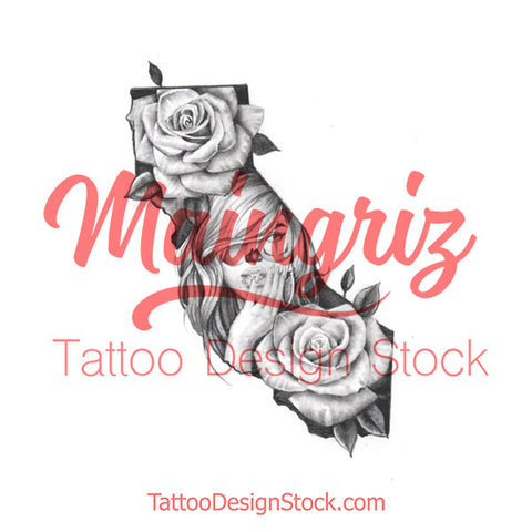 Clown girl california with rose tattoo design references