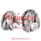 amazing chicano girl faces tattoo design 