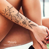 Flowers and moon wrist sexy tattoo design
