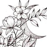 Flowers and moon sexy tattoo design