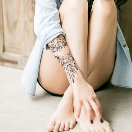 Compass Flower Temporary Tattoos - Lotus Arrow Arm Tattoo Sticker  Decoration 1pc | eBay
