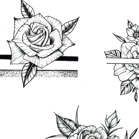 Flowers oriental hand tattoo design