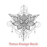 Geometric lotus mandala tattoo design digital download