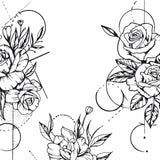 geometric roses line work tattoo design high resolution download