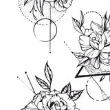 geometric roses line work tattoo design high resolution download