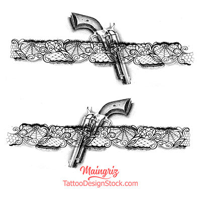Gun and new arrivals garter tattoo