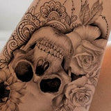 original sexy skull tattoo with lace flowers and pearls in instant download 