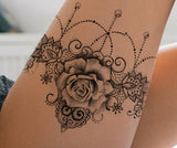 Sexy lace garter with rose tattoo design