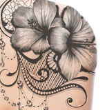 Hibiscus with lace and pearl tattoo design high resolution download