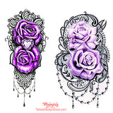 sexy lace purple roses tattoo designs