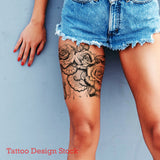 sexy lace with rose and butterfly tattoo design