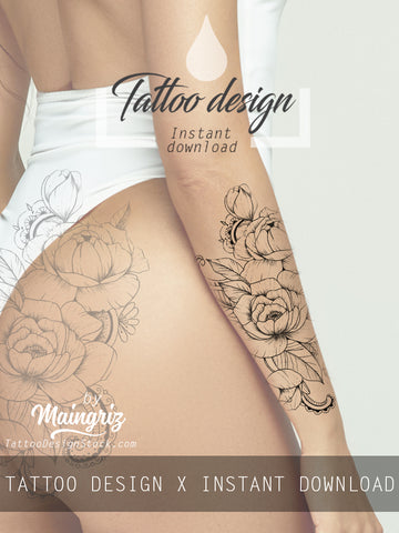 Rose linework - download tattoo design #4