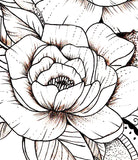 sexy oriental linework rose tatoo design