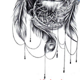 lion and dreamcatcher with pearl and feathers tattoo design references