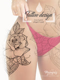 rose linework mandala tattoo design digital download by tattoo artists