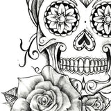 original sexy mexican skull tattoo with lace flowers and pearls in instant download 
