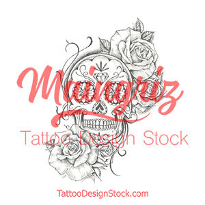 Mexican skull and roses tattoo design digital download by tattoo artists