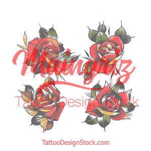 Neo tradional roses tattoo design high resolution download by tattoodesignstock.com