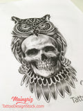 amazing owl with skull  for your custom sleeve tattoo design high resolution download by tattoo artist