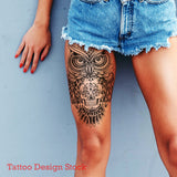 owl and sugar skull tattoo design digital download