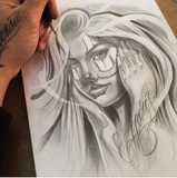 chicano clown girl face tattoo design high resolution download